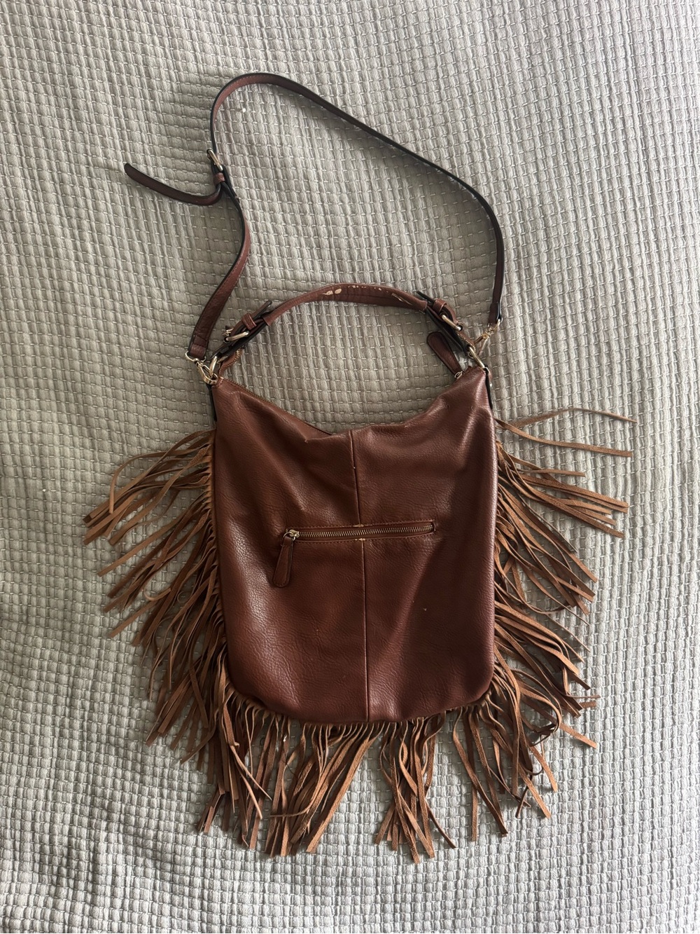 Moda Luxe Brown Leather Fringe Crossbody Bag - Women